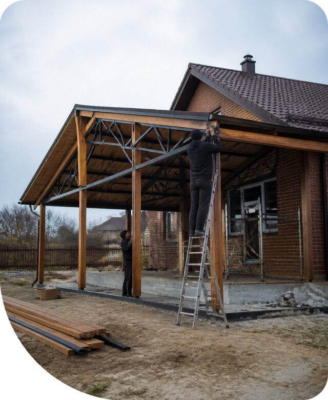 Пристройка навеса к дому и участку в Арзамасе под ключ